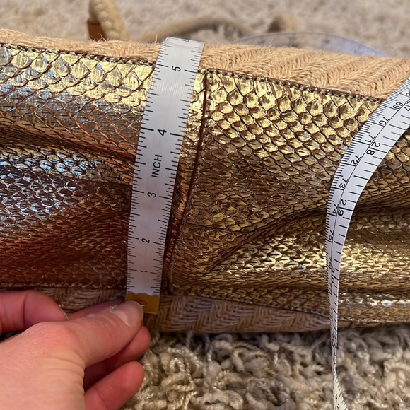 Prada Natural Woven and Metallic Snakeskin Trim Large Tote - Picture 15 of 16